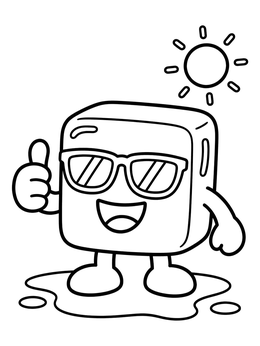 Free printable Cool Ice Cube With Sunglasses coloring page