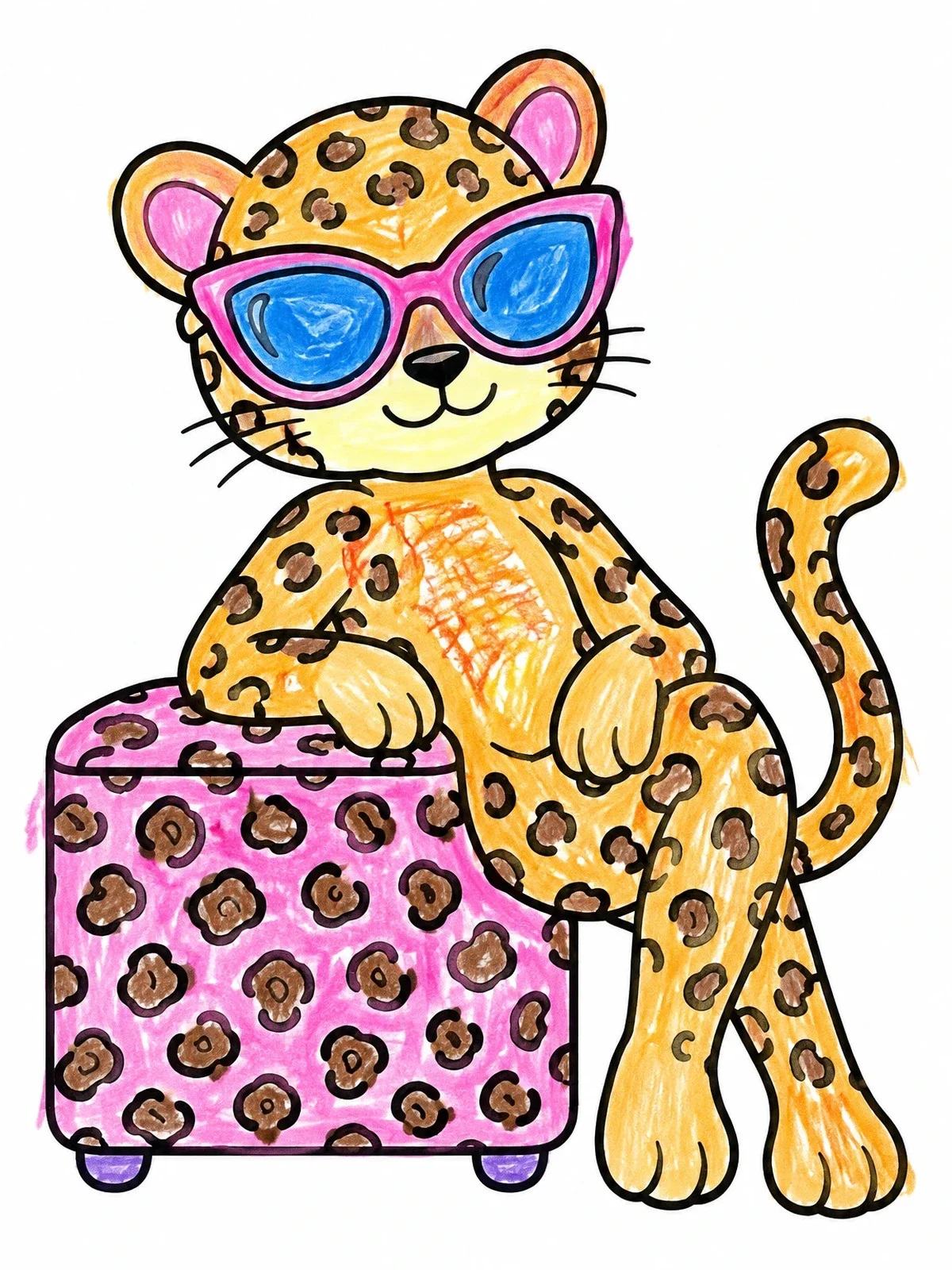 Colored example of the Cool Leopard Wearing Sunglasses coloring page