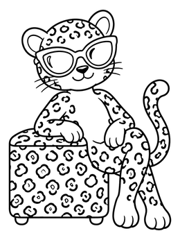 Free printable Cool Leopard Wearing Sunglasses coloring page