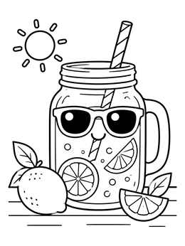 Free printable Cool Mason Jar Lemonade coloring page