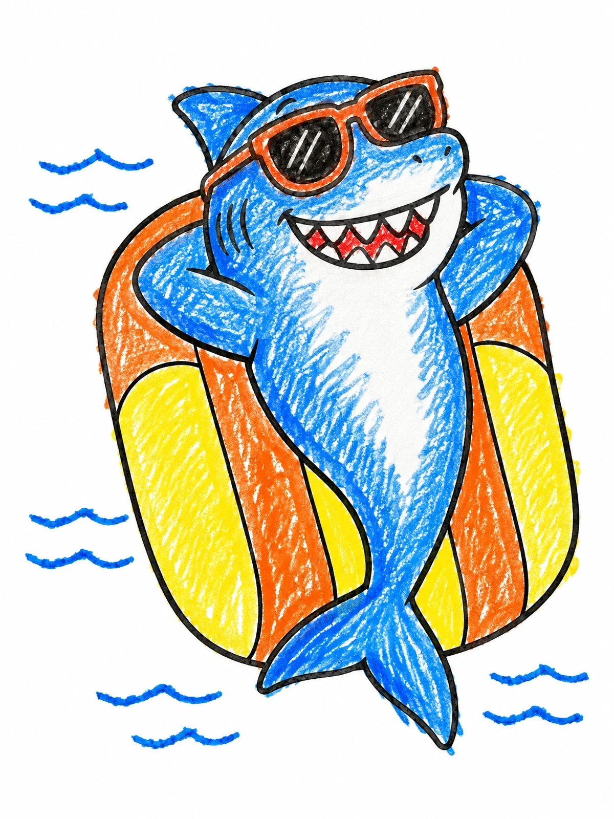 Colored example of the Cool Megalodon On Pool Float coloring page
