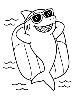 Free printable Cool Megalodon On Pool Float coloring page