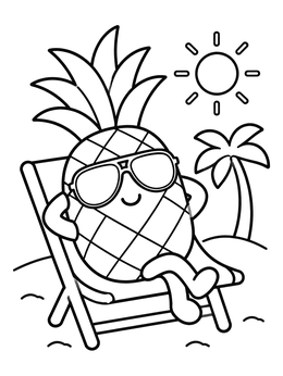 Free printable Cool Pineapple On Beach Chair coloring page