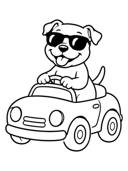 Free printable Cool Pitbull Driving Toy Car coloring page