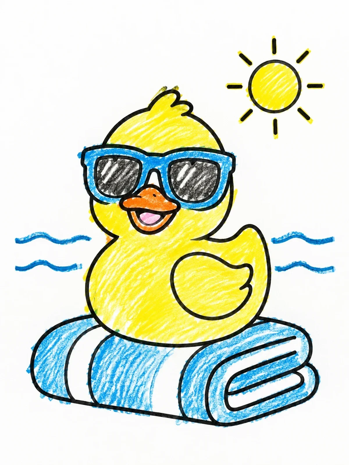 Colored example of the Cool Rubber Duck With Sunglasses coloring page