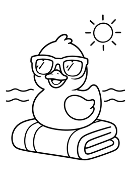 Free printable Cool Rubber Duck With Sunglasses coloring page