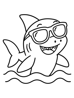 Free printable Cool Shark Wearing Sunglasses coloring page