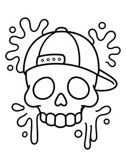 Free printable Cool Skull Wearing A Baseball Cap coloring page