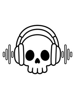 Free printable Cool Skull Wearing Big Headphones coloring page