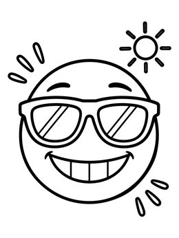 Free printable Cool Smiley Face With Sunglasses coloring page