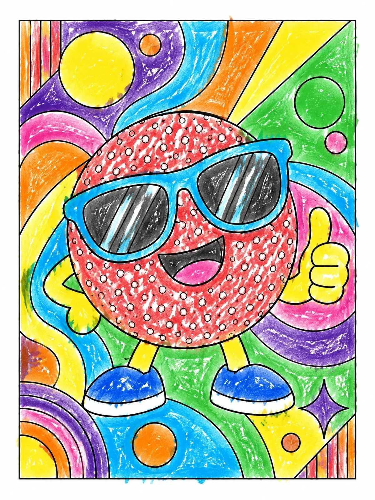 Colored example of the Cool Sour Candy Character coloring page