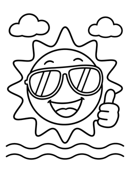 Free printable Cool Sun Giving Thumbs Up coloring page
