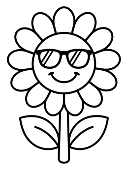 Free printable Cool Sunflower Wearing Sunglasses coloring page