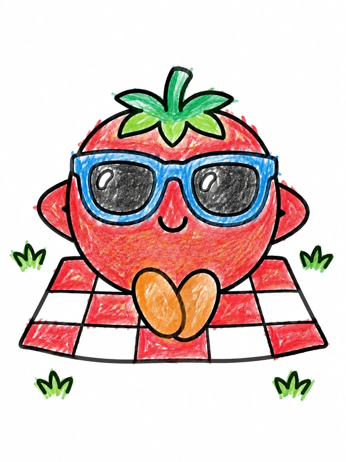 Colored example of the Cool Tomato On A Picnic Blanket coloring page