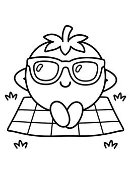 Free printable Cool Tomato On A Picnic Blanket coloring page