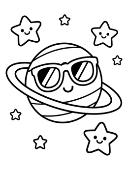 Free printable Cool Planet Uranus With Sunglasses coloring page