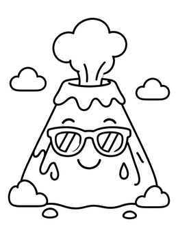 Free printable Cool Volcano Wearing Sunglasses coloring page