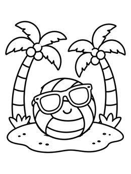 Free printable Cool Volleyball Under Palm Trees coloring page