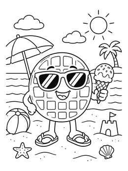 Free printable Cool Waffle At The Beach coloring page
