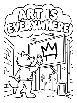 Free printable Cool Wolf Spraying Street Art coloring page