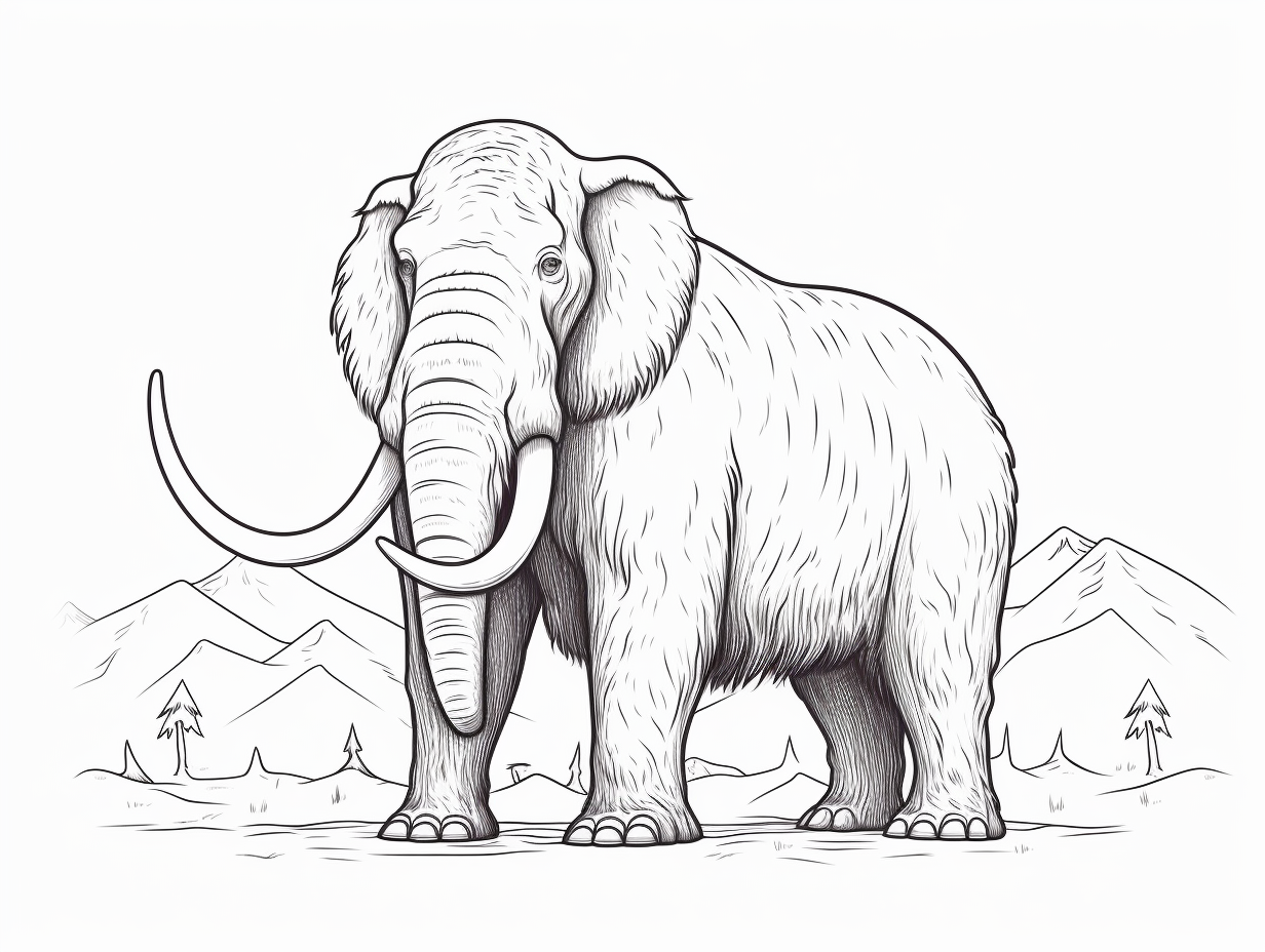 Cool Woolly Mammoth Coloring For Kids - Coloring Page