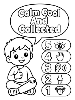 Free printable Calm And Collected Grounding Technique coloring page