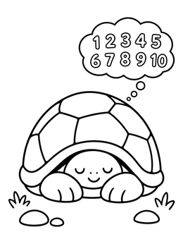 Free printable Calm Turtle Counting To Ten coloring page