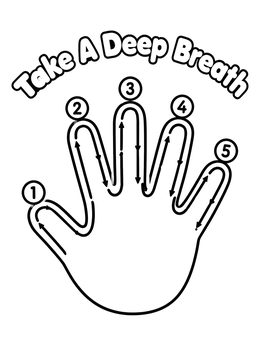 Free printable Five Finger Deep Breathing Exercise coloring page