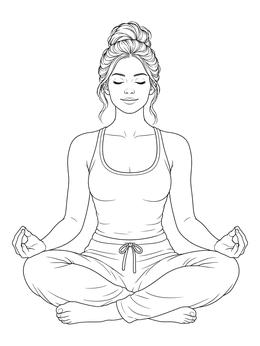 Meditating woman in a coping skills coloring page.