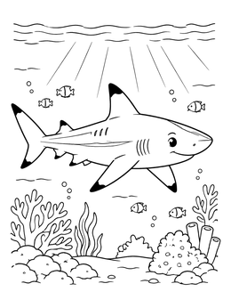 Free printable Cute Blacktip Reef Shark Swimming coloring page