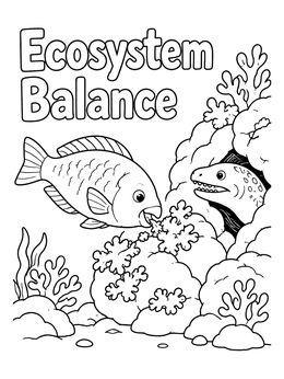 Free printable Coral Reef Food Chain Balance coloring page