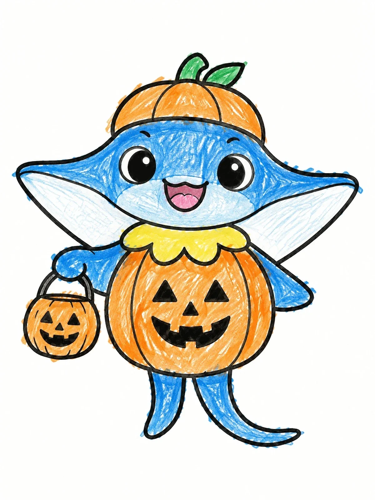 Colored example of the Manta Ray Halloween Costume Fun coloring page