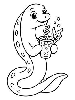 Free printable Moray Eel Drinking Kelp Smoothie coloring page