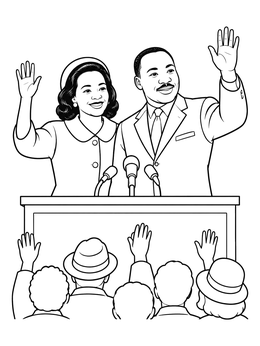Free printable Coretta And Martin Luther King Waving coloring page
