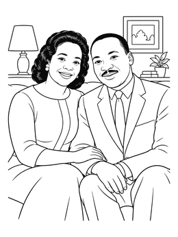 Free printable Coretta Scott King And Martin Luther King Jr. coloring page