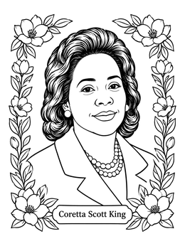 Free printable Coretta Scott King Floral Portrait coloring page