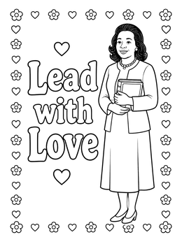 Free printable Coretta Scott King Lead With Love coloring page