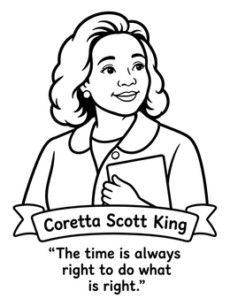 Free printable Coretta Scott King Portrait With Quote coloring page