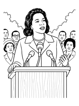 Free printable Coretta Scott King Speaking At Podium coloring page