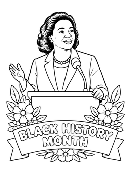 Free printable Coretta Scott King At Podium coloring page