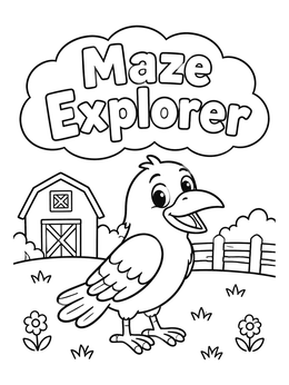 Free printable Maze Explorer Farm Crow coloring page