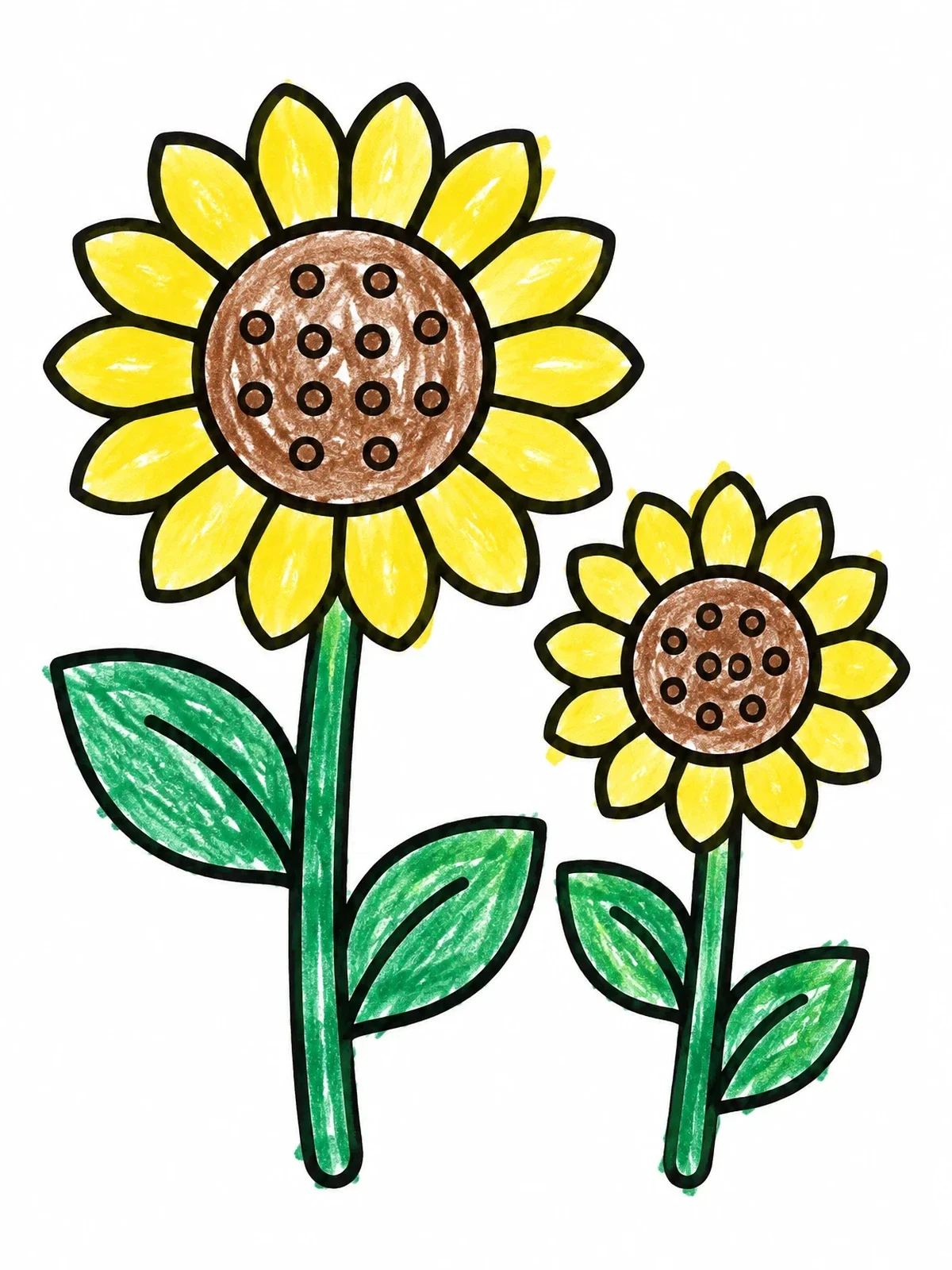 Colored example of the Cheerful Autumn Sunflowers In Bloom coloring page