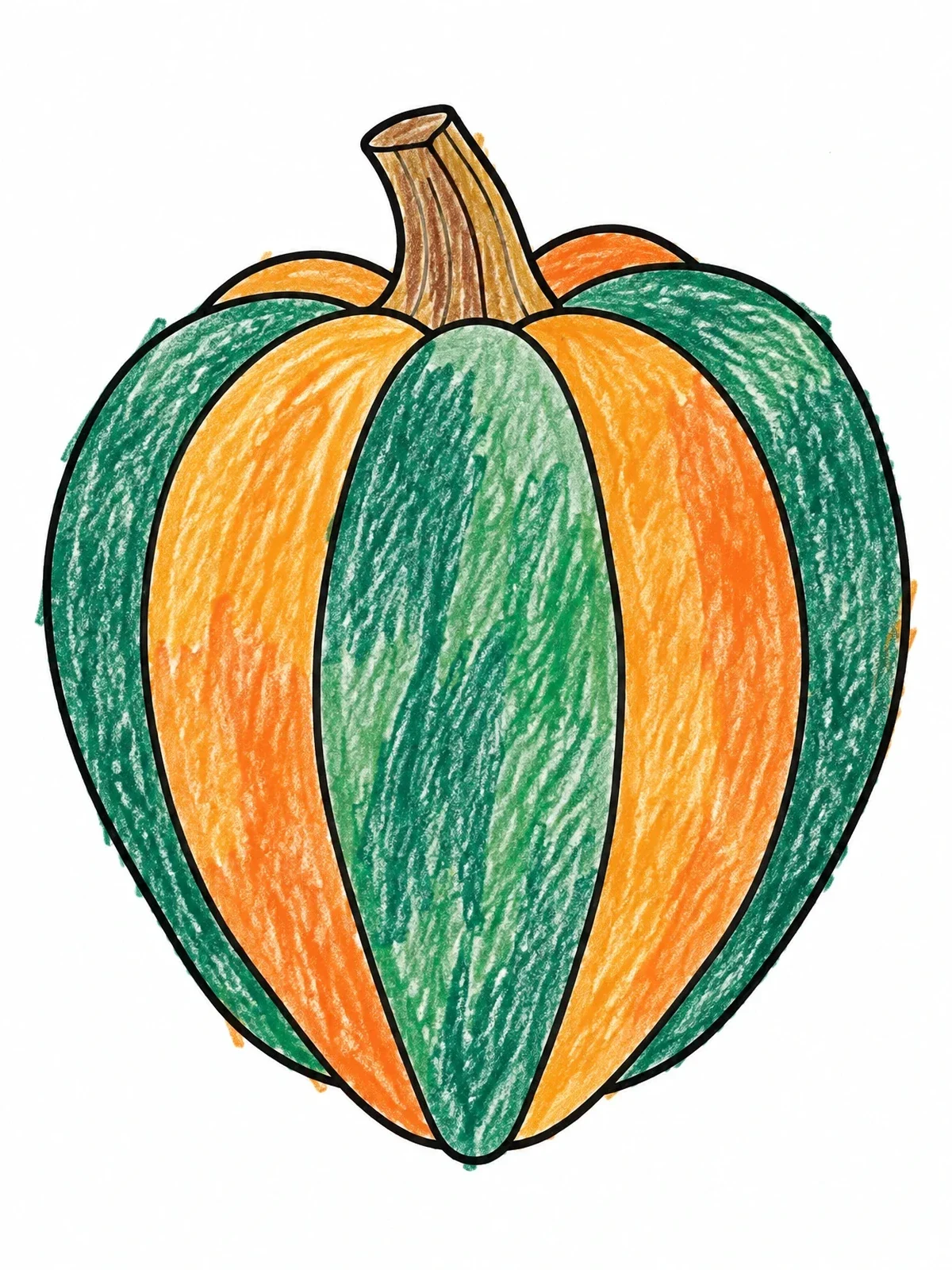 Colored example of the Harvest Acorn Squash Line Art coloring page