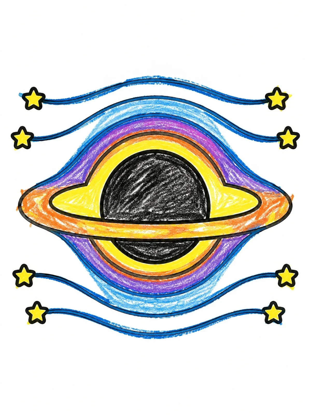 Colored example of the Cosmic Black Hole With Light Arcs coloring page
