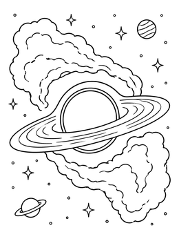Free printable Cosmic Black Hole In Deep Space coloring page