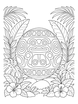 Free printable Carved Diquís Stone Sphere In Rainforest coloring page