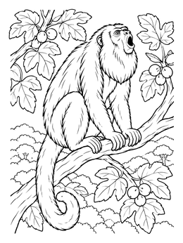 Free printable Howler Monkey In A Fig Tree coloring page