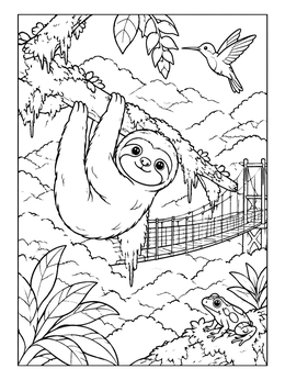 Free printable Monteverde Cloud Forest Sloth Adventure coloring page