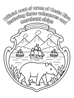 Free printable Costa Rican Coat Of Arms Tapir coloring page