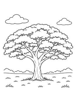Free printable Costa Rican Guanacaste Tree In Meadow coloring page
